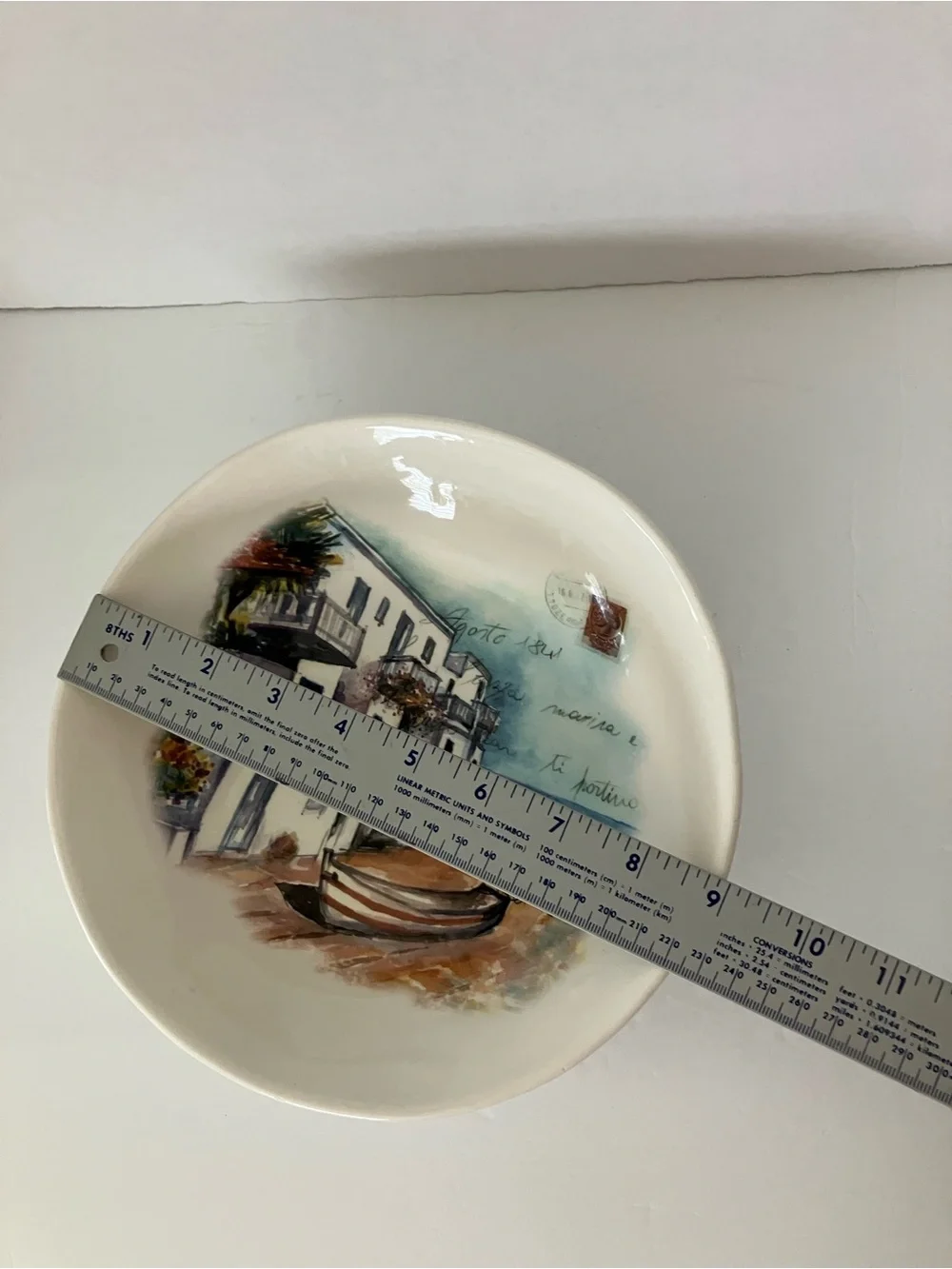 Ceramics Cuore “Seaside Village” Postcard Pasta Serving Bowl